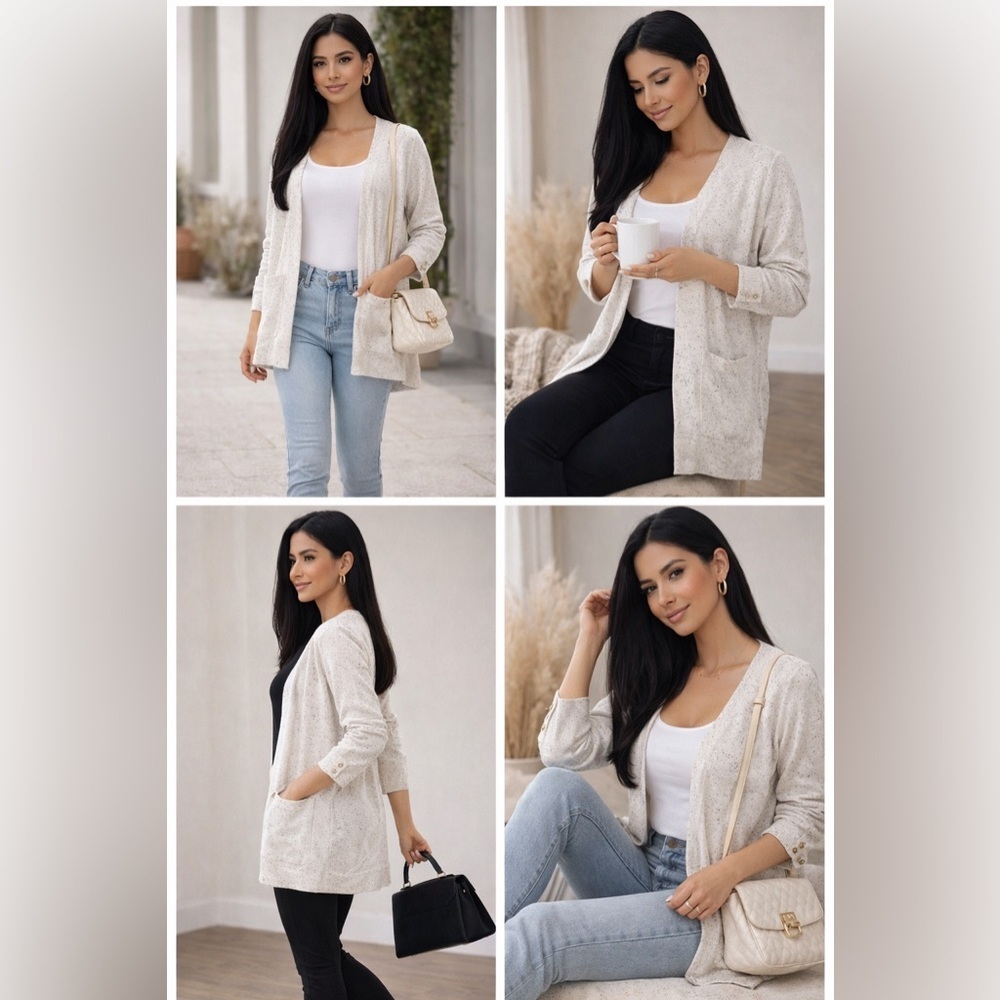 Elegant Women's Beige Cardigan Sweater
